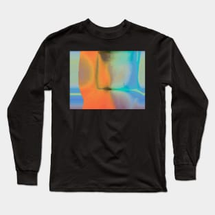 Orange and Blue Abstract Glitch Long Sleeve T-Shirt